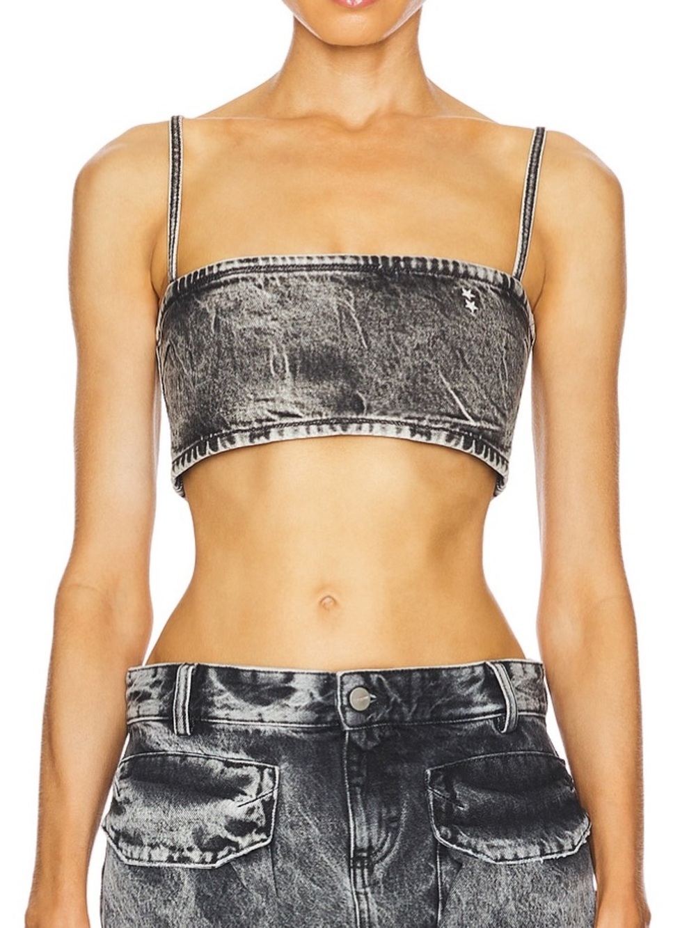 Icon Denim Cady Mini Top Grey Acid Wash Size Small NWT Revolve